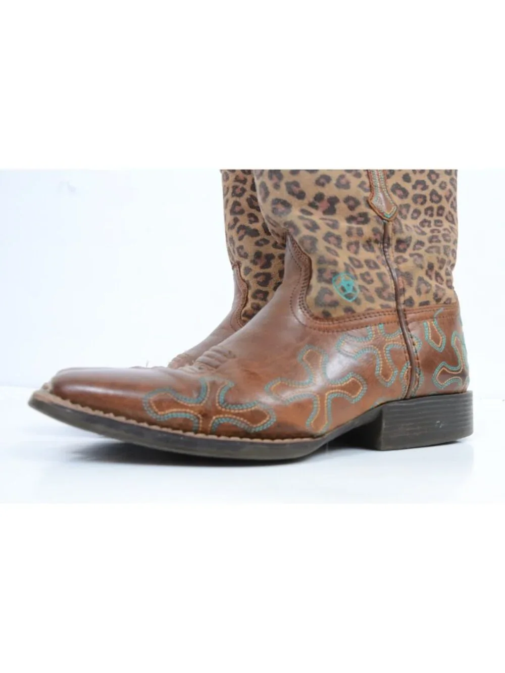 Ariat Children's Size 3 Crossroads Leopard Print Suede Leather Cowgirl Riding Bo